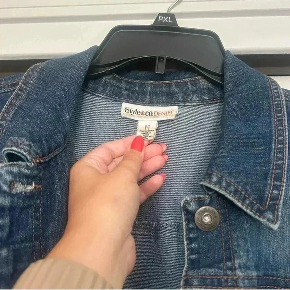 Style & Co Washed Denim Jacket - Picture 3 of 6